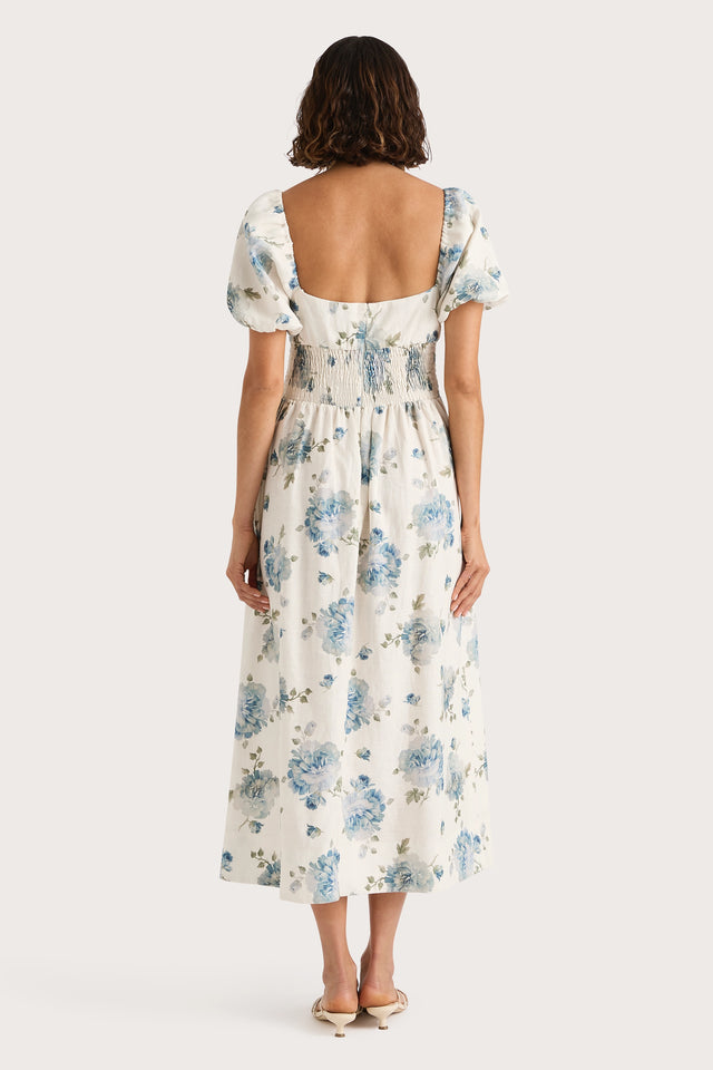 Dalia Midi Dress Cecile Floral Pale Blue