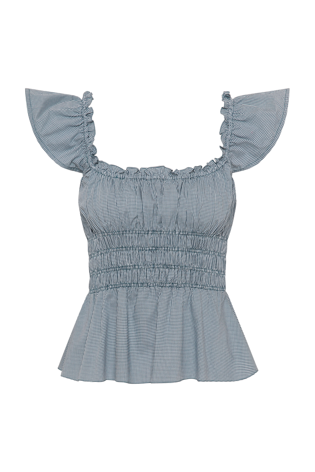 Janne Top Hanne Gingham Vintage Navy
