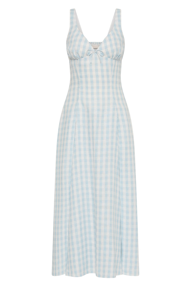 Adalee Midi Dress Gingham Sky Blue