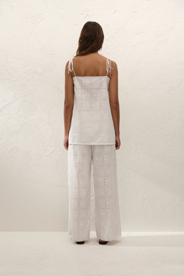 Mora Pant Handkerchief Broderie White