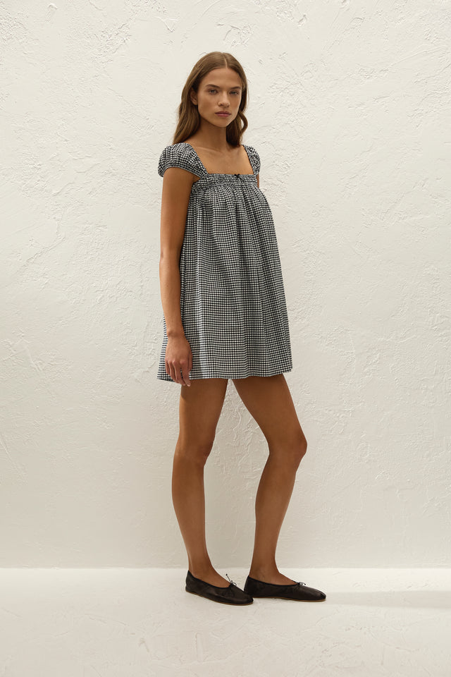 Belinha Mini Dress Cantinho Gingham Black