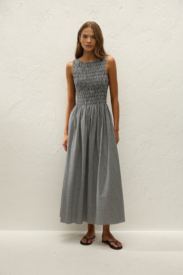 Carina Maxi Dress Cantinho Gingham Black