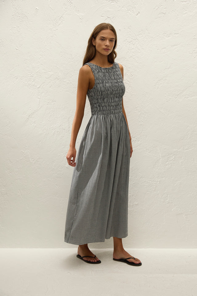 Carina Maxi Dress Cantinho Gingham Black