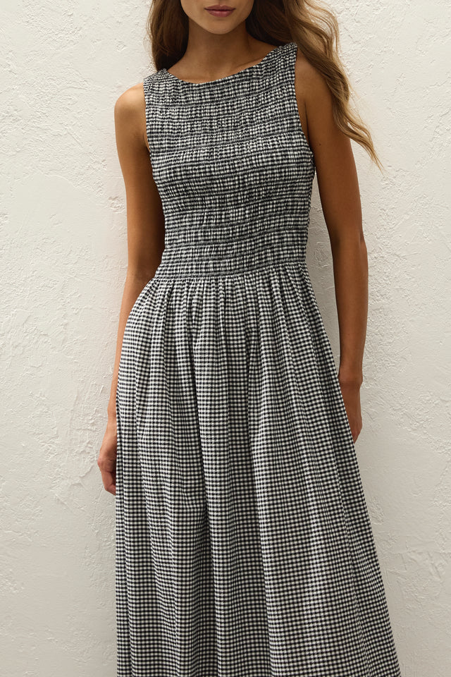 Carina Maxi Dress Cantinho Gingham Black