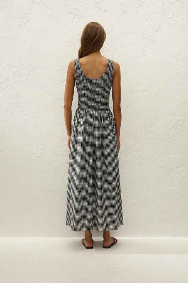 Carina Maxi Dress Cantinho Gingham Black