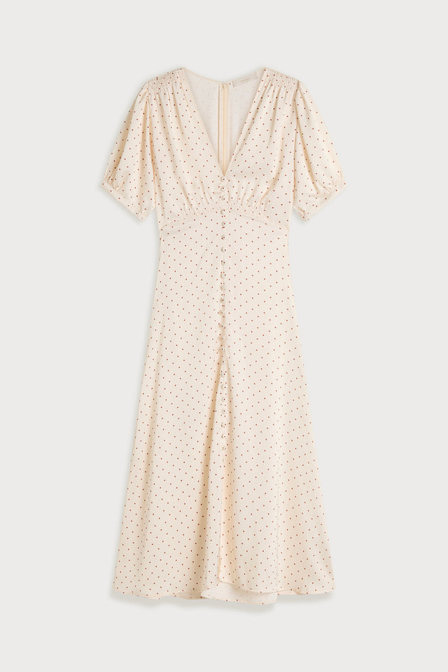 Bellavista Midi Dress Polka Dot Antique White Brick