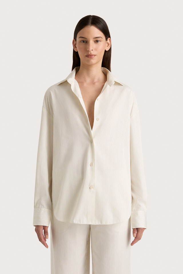 Freja Shirt Cream Pinstripe