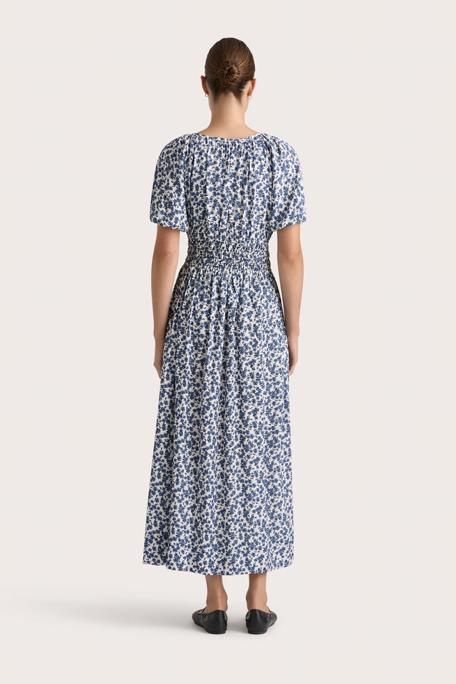 Aurelia Midi Dress Leilani Print Mid Blue - Final Sale