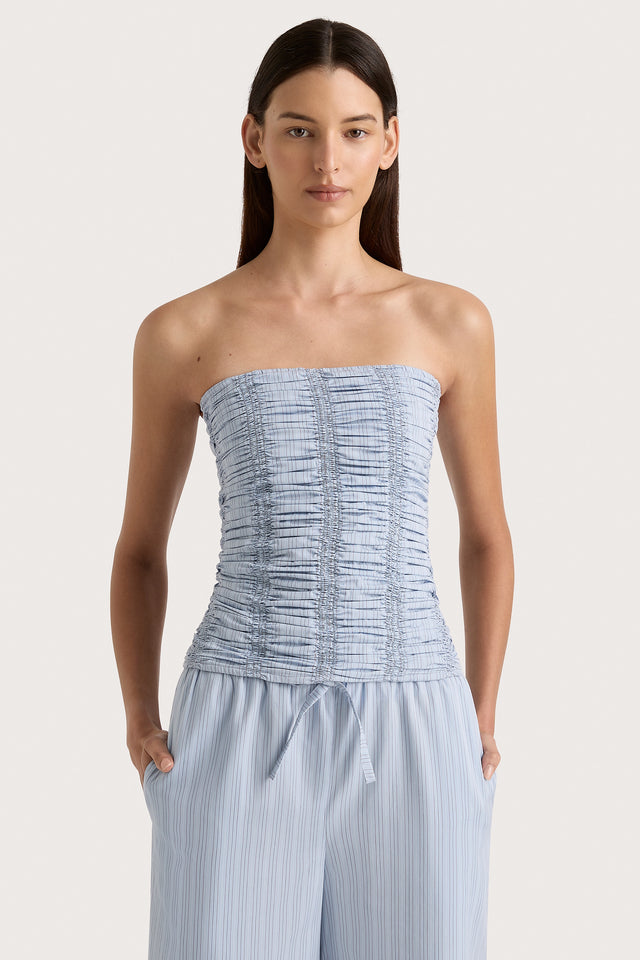 Jilliane Top Blue Pinstripe