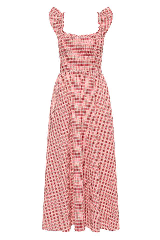 Eudora Midi Dress Vintage Red Check