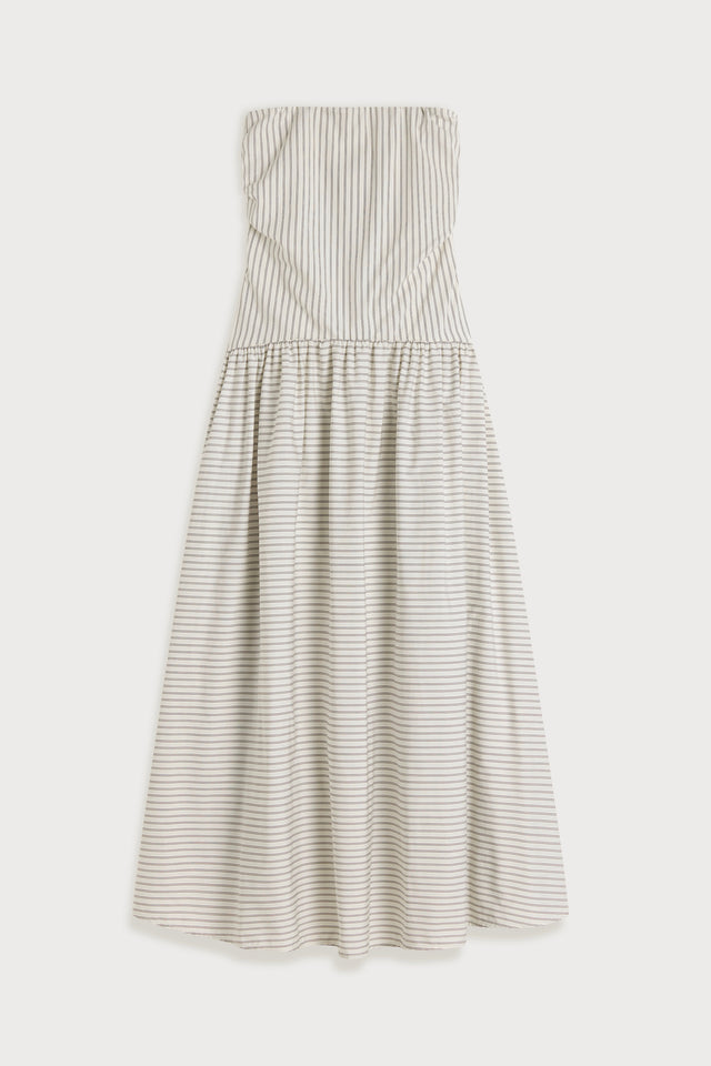 Lue Midi Dress Oliva Stripe Ecru