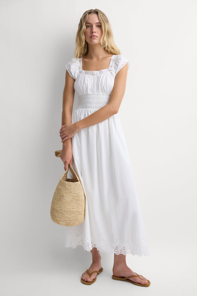 Leboni Midi Dress Esperanza Lace Antique White