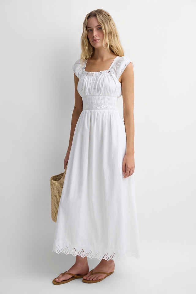 Leboni Midi Dress Esperanza Lace Antique White