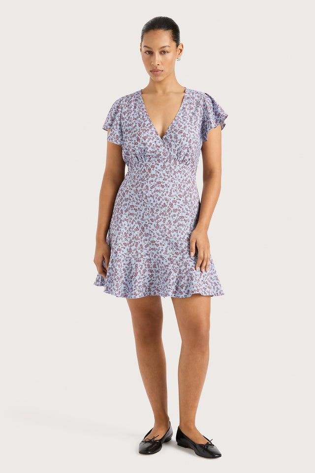 Alba Mini Dress Amaryllis Floral Blue