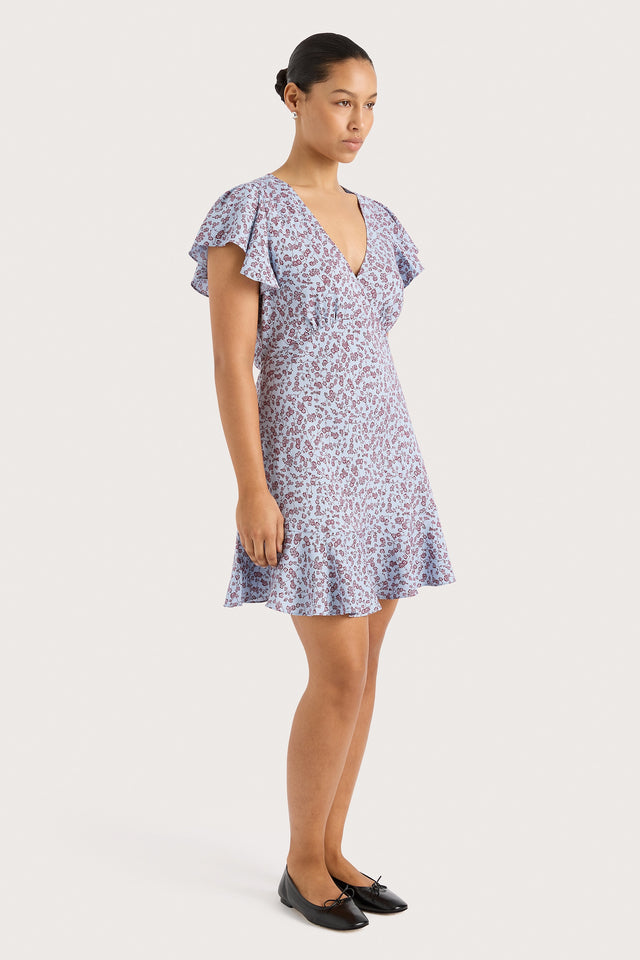 Alba Mini Dress Amaryllis Floral Blue