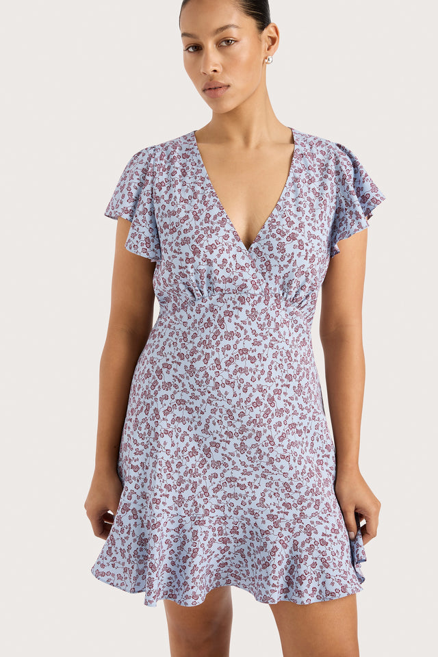 Alba Mini Dress Amaryllis Floral Blue