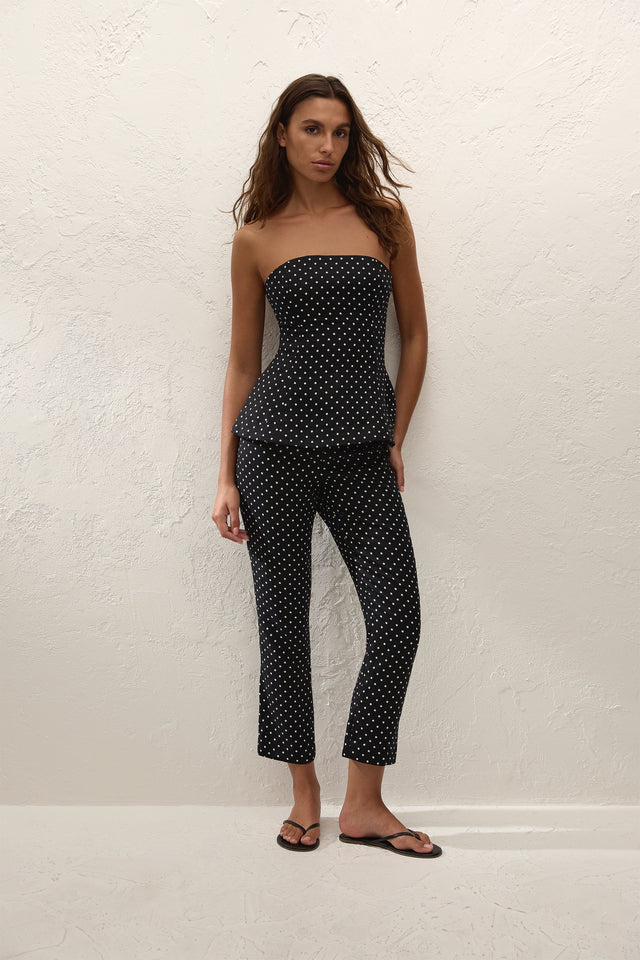 Petro Top Lola Polka Dot Black Cream