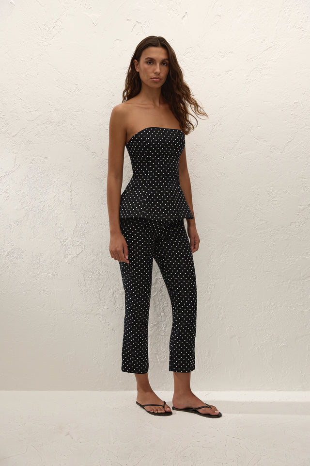Petro Top Lola Polka Dot Black Cream
