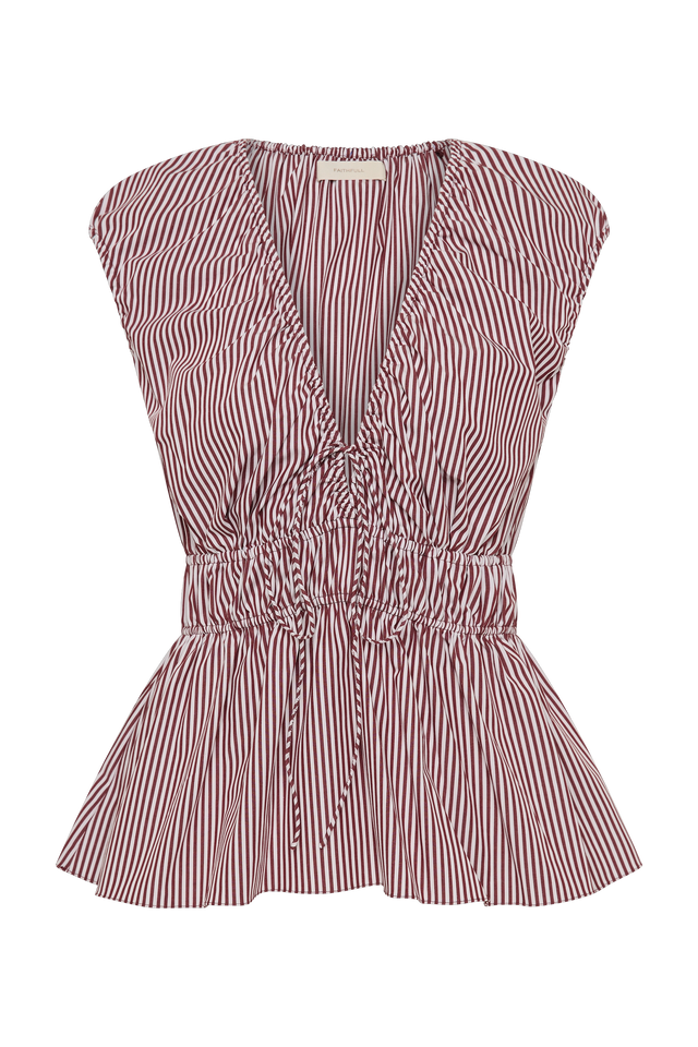 Hedda Top Maia Stripe Burgundy