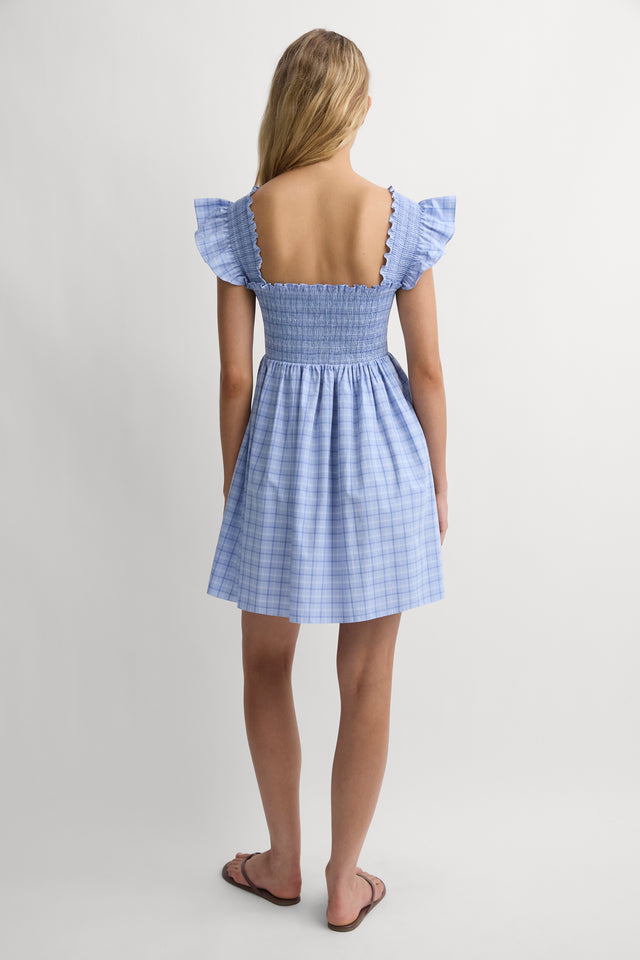 Madeira Mini Dress Jardina Plaid Misty Blue