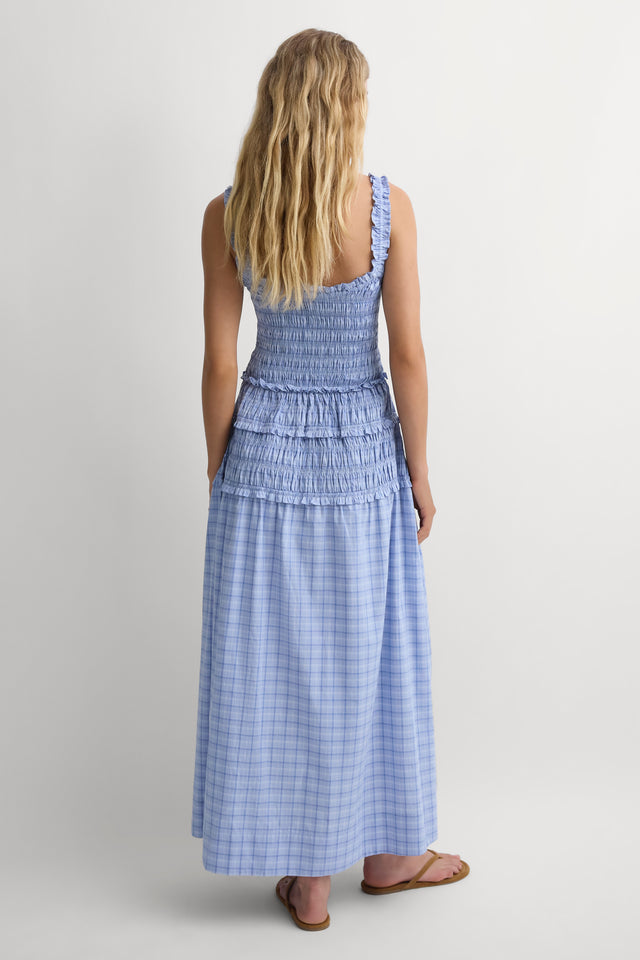 Marteles Midi Dress Jardina Plaid Misty Blue
