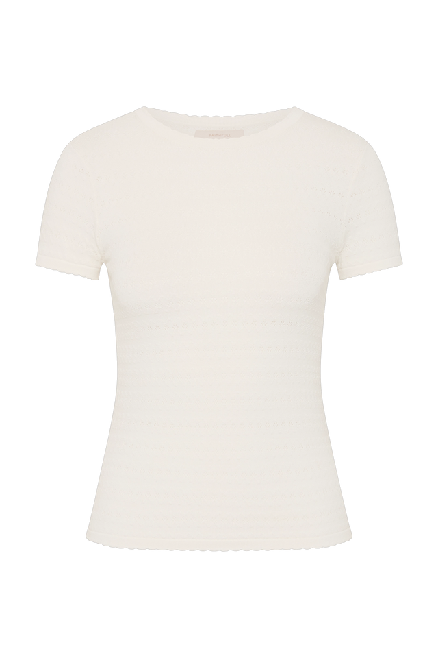 Lisandra T-Shirt Gisele Pointelle Vintage White