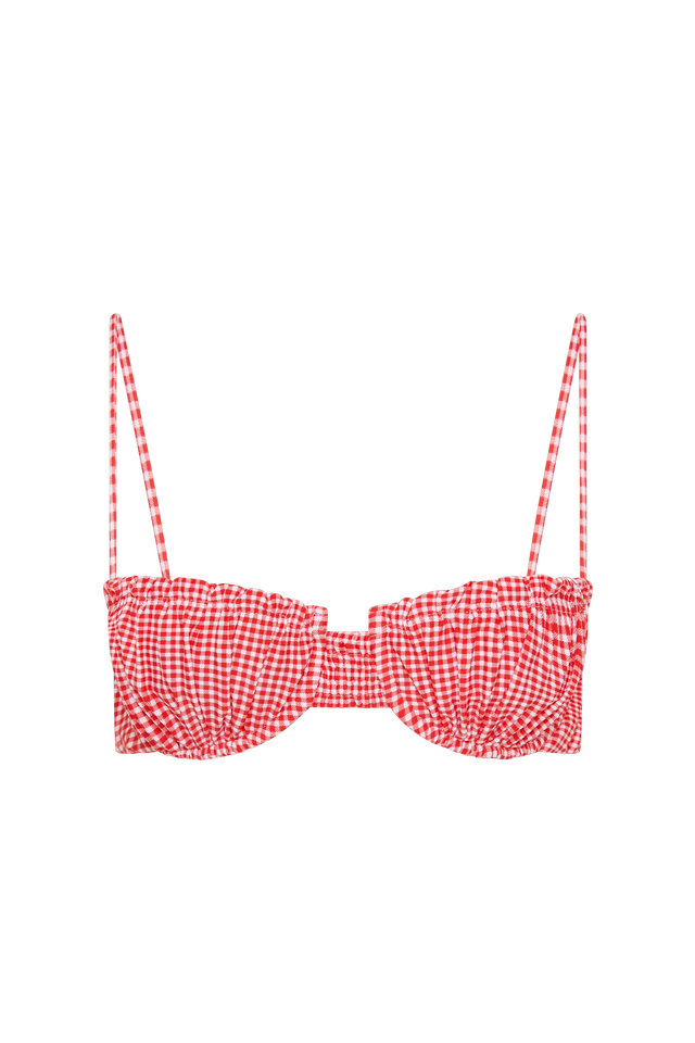 Esterel Bikini Top Gingham Red