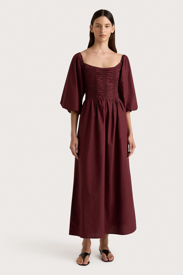 Alma Midi Dress Bordeaux