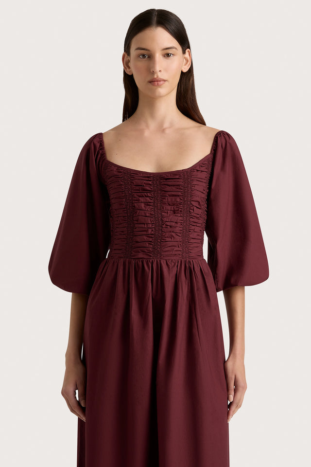 Alma Midi Dress Bordeaux