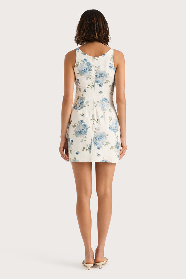 Sanne Mini Dress Cecile Floral Pale Blue