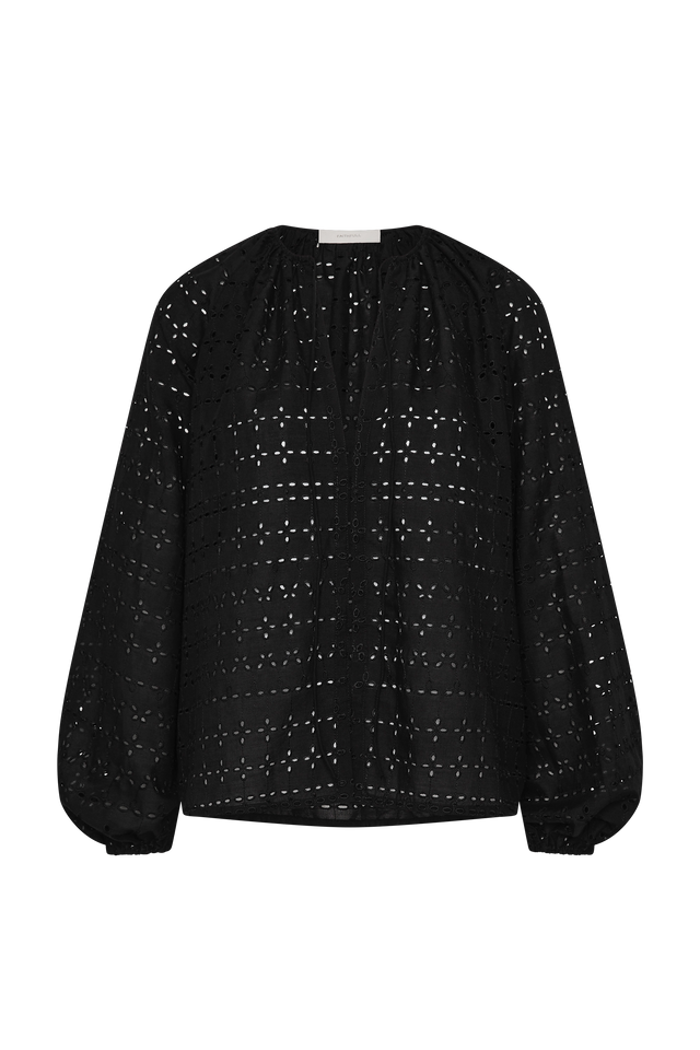 Thora Blouse Agnes Broderie Anglaise Black
