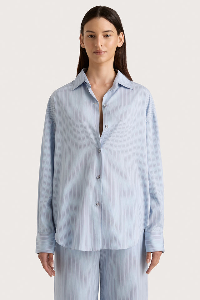 Freja Shirt Blue Pinstripe