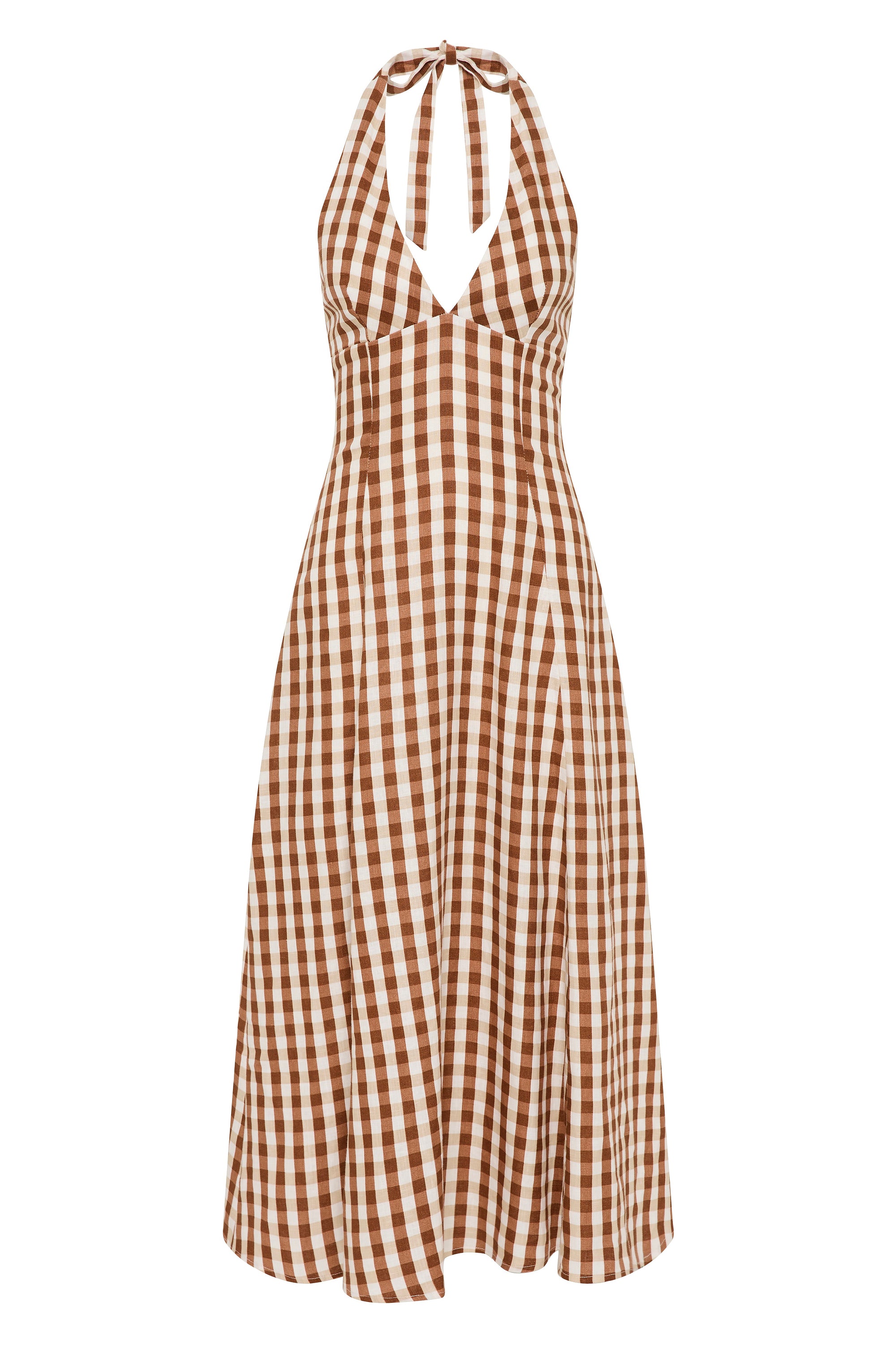 Marais Midi Dress Gingham Cedar - Faithfull the Brand AU