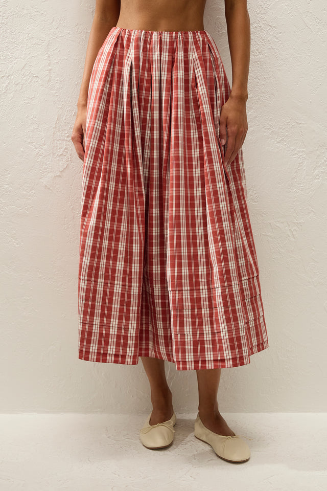 Cales Skirt Ines Check Terra Rosso