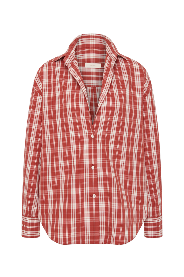 En Vau Oversized Shirt Ines Check Terra Rosso