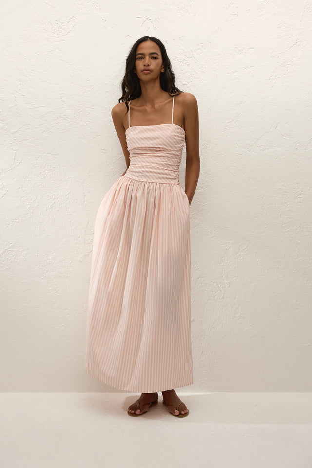Portlligat Maxi Dress Carmen Stripe Peony White