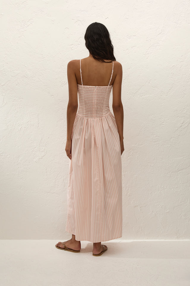 Portlligat Maxi Dress Carmen Stripe Peony White