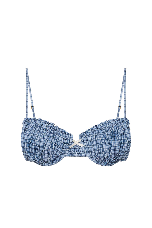 Moana Bikini Top Vintage Blue Check