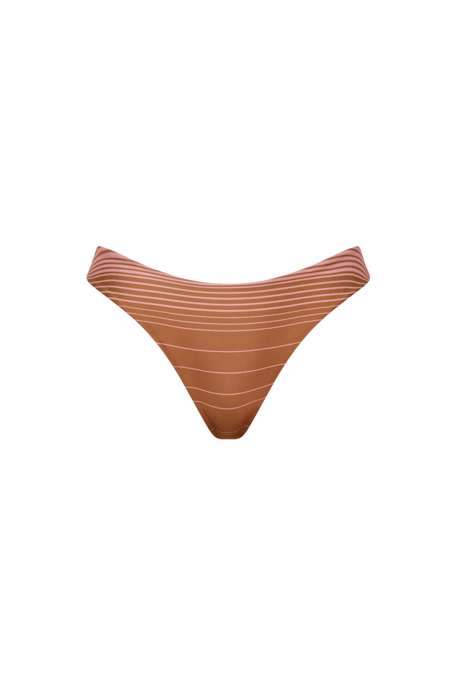 Bebe Bikini Bottom Accordion Stripe Puce Fawn - Final Sale