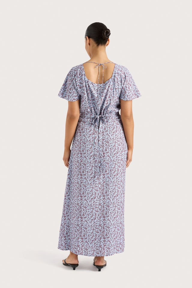 Aurelia Midi Dress Amaryllis Floral Blue