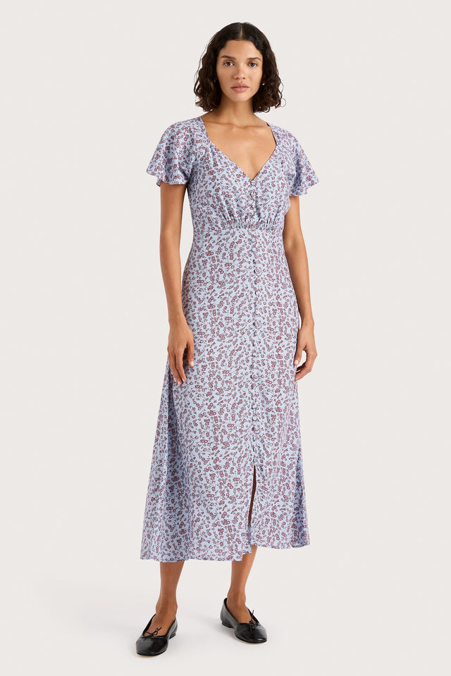 Aurelia Midi Dress Amaryllis Floral Blue