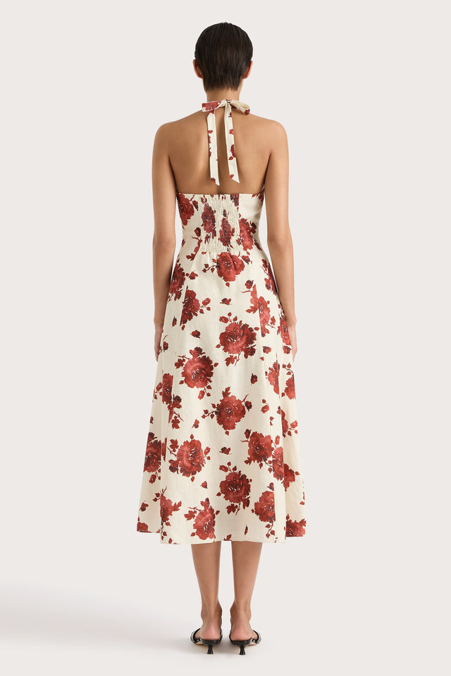 Marais Midi Dress Cecile Floral Garnet