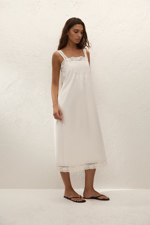 Cristina Midi Dress Mila Lace Ivory