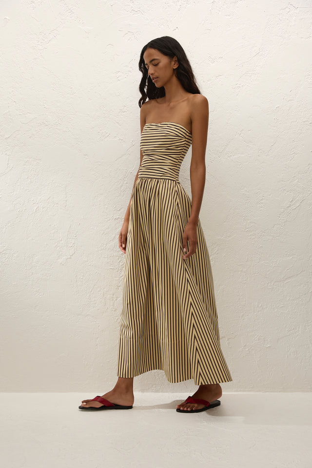 Vera Maxi Dress Carmen Stripe Sand Cedar