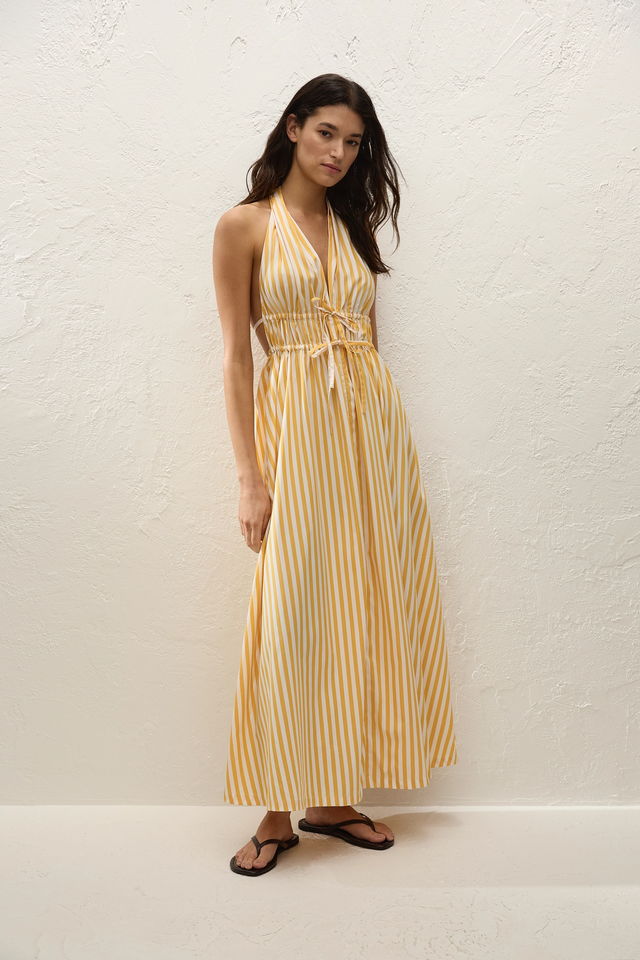 Ermita Midi Dress Orozco Stripe Mustard