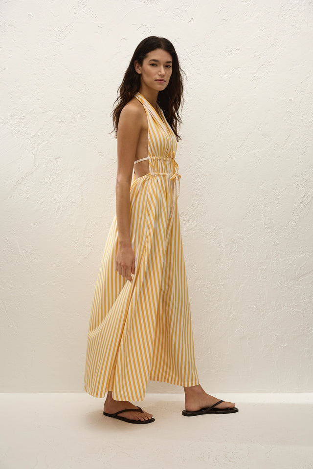 Ermita Midi Dress Orozco Stripe Mustard