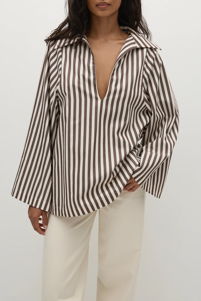 Gaia Top Norway Stripe Espresso