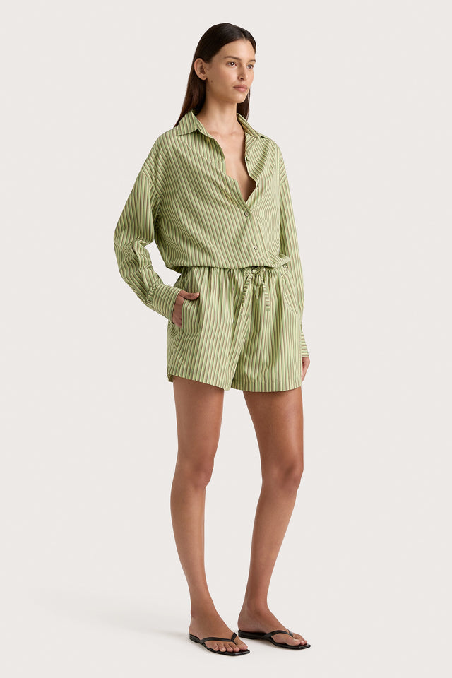 Freja Shorts Green Stripe