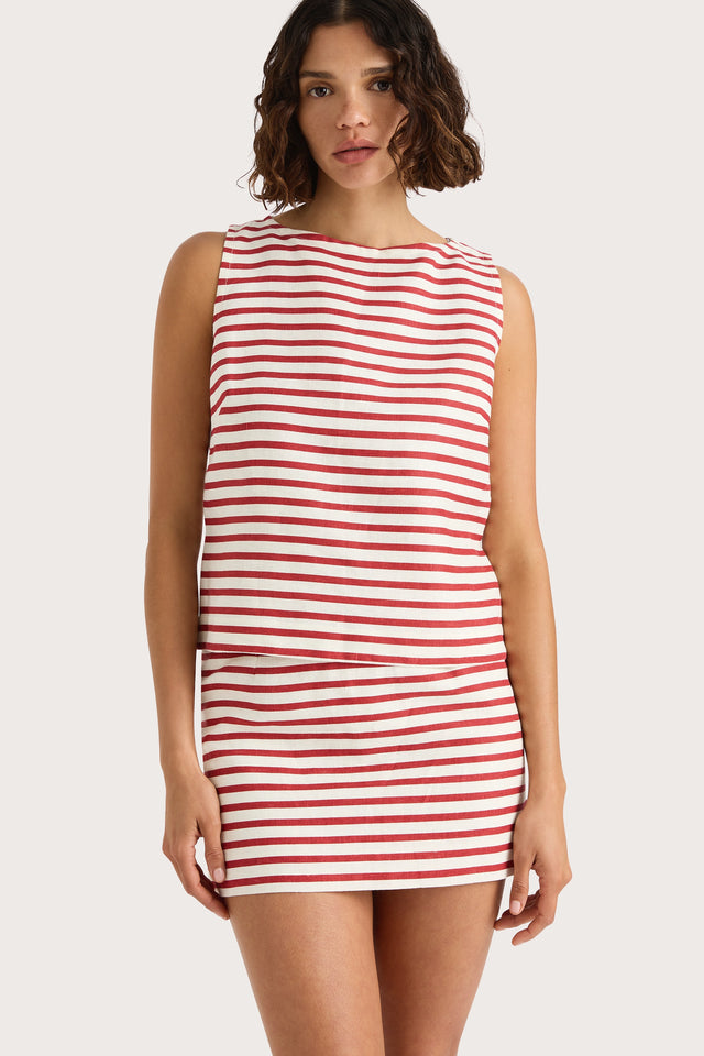 Kelly Top Breton Stripe Red