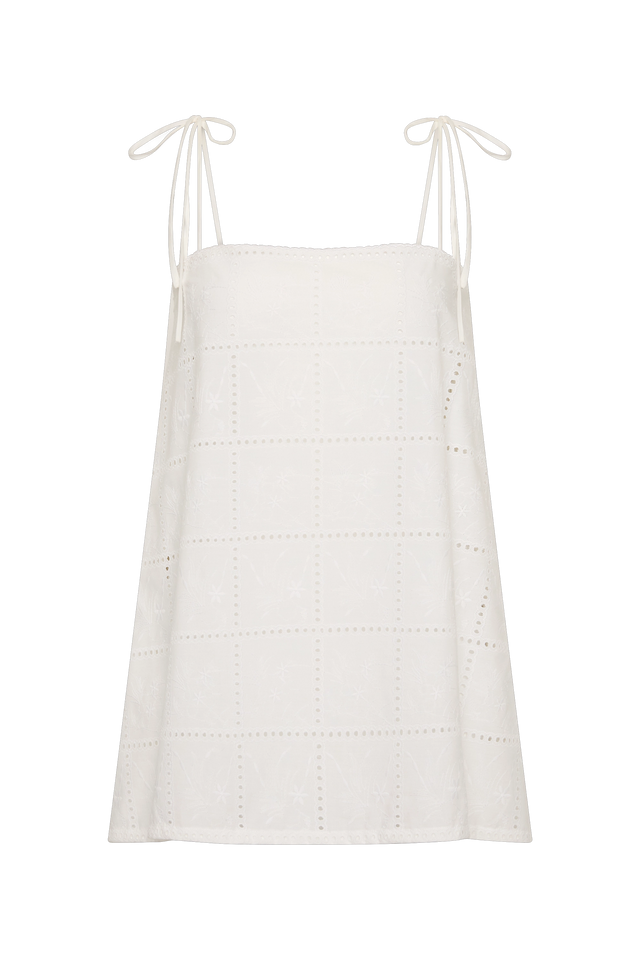 Mora Top Handkerchief Broderie White